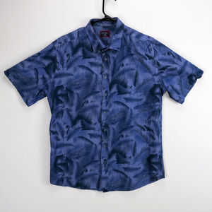 UNTUCKit Short Sleeve Button Up Shirt Mens Large Tall Blue Cotton Ferrara